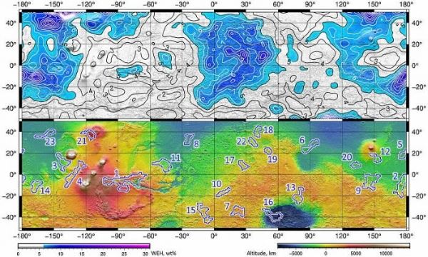 Аномальные залежи водного льда нашли на Марсе